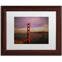 Trademark Fine Art "Golden Gate Bridge" Canvas Art by David Ayash, White Matte, Wood Frame