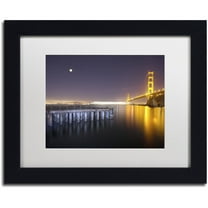 Trademark Fine Art "Golden Gate Pier and Stars" Canvas Art by Moises Levy White Matte, Black Frame