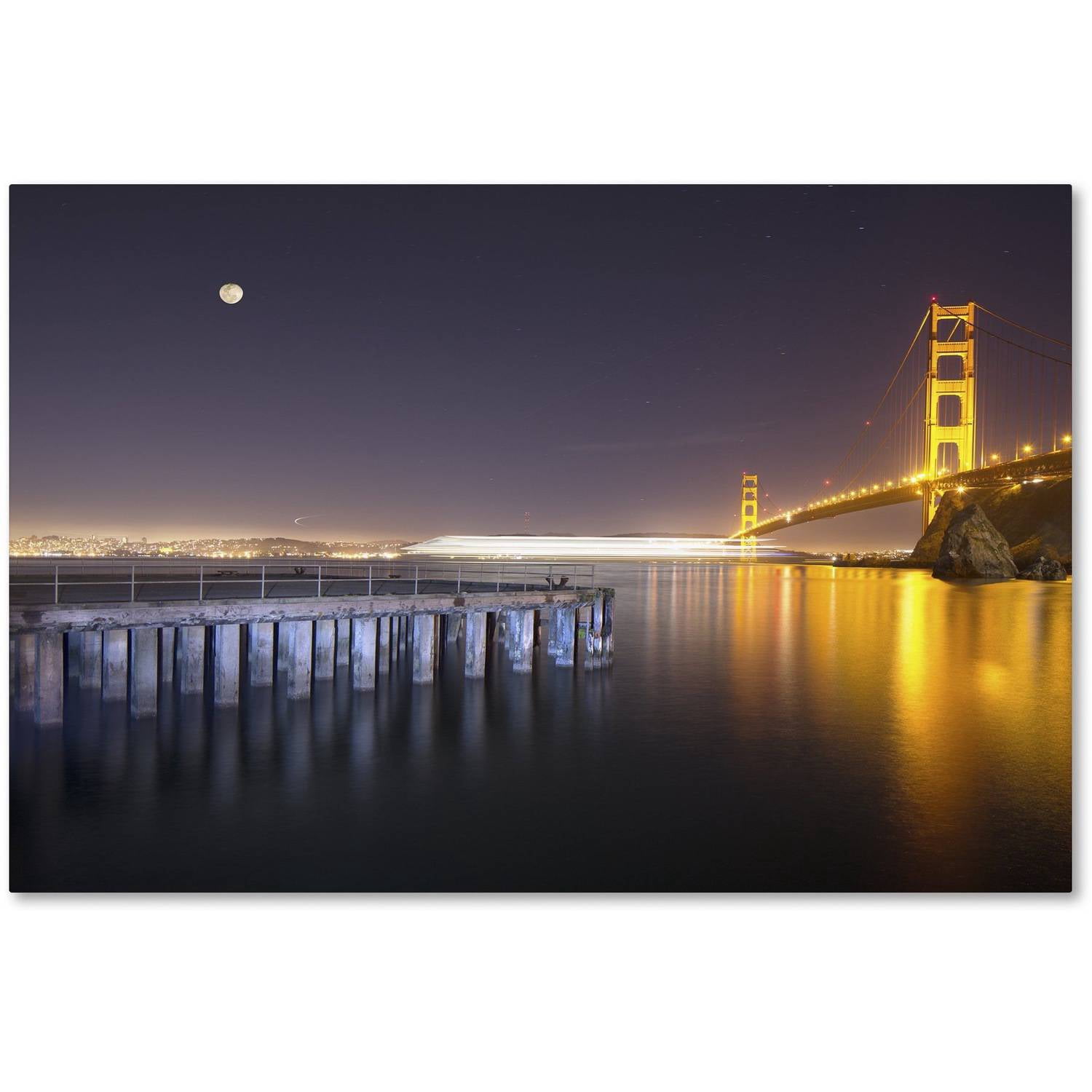 Trademark Fine Art "Golden Gate Pier and Stars" Canvas Art by Moises Levy