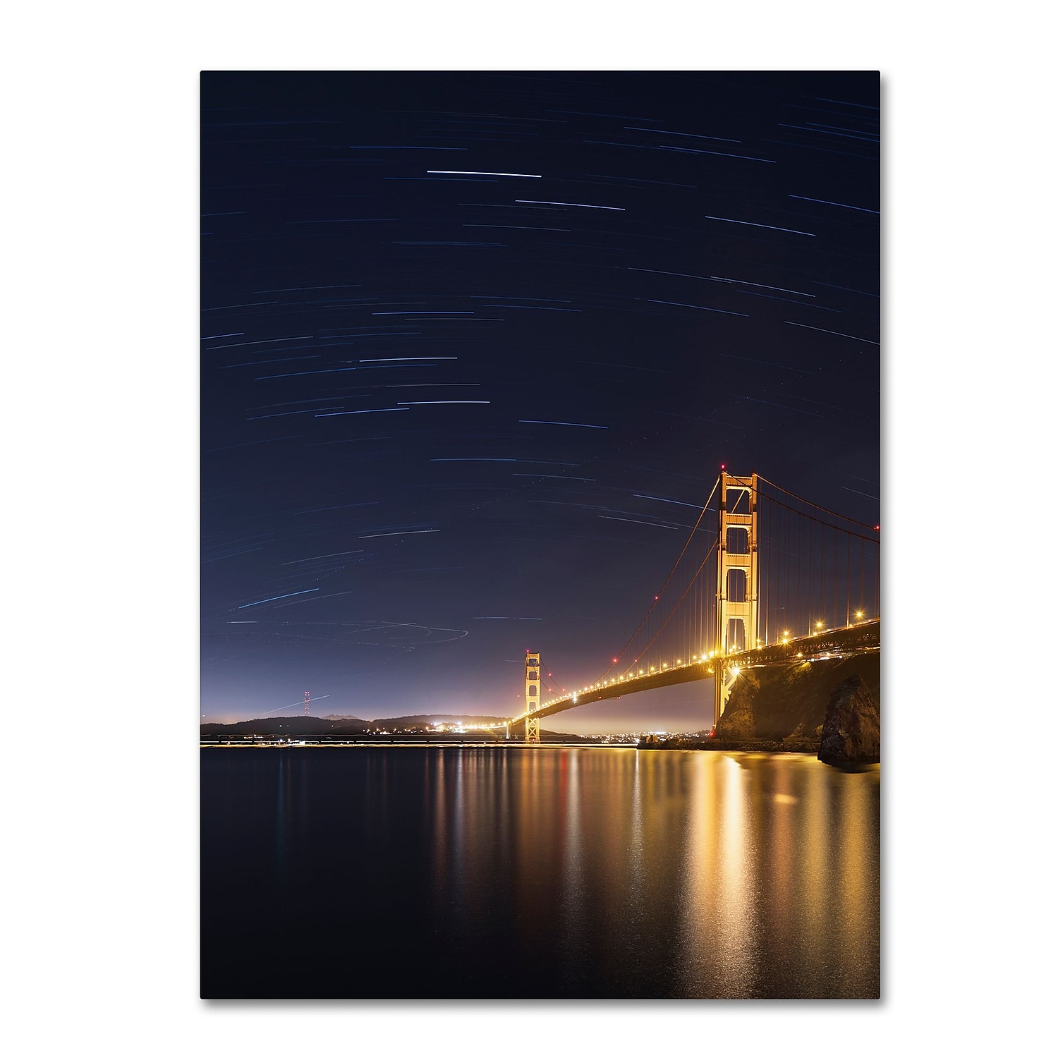 Trademark Fine Art "Golden Gate and Stars" Canvas Art by Moises Levy