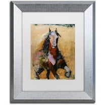 Trademark Fine Art "Golden Horse" Canvas Art by Joarez, White Matte, Silver Frame
