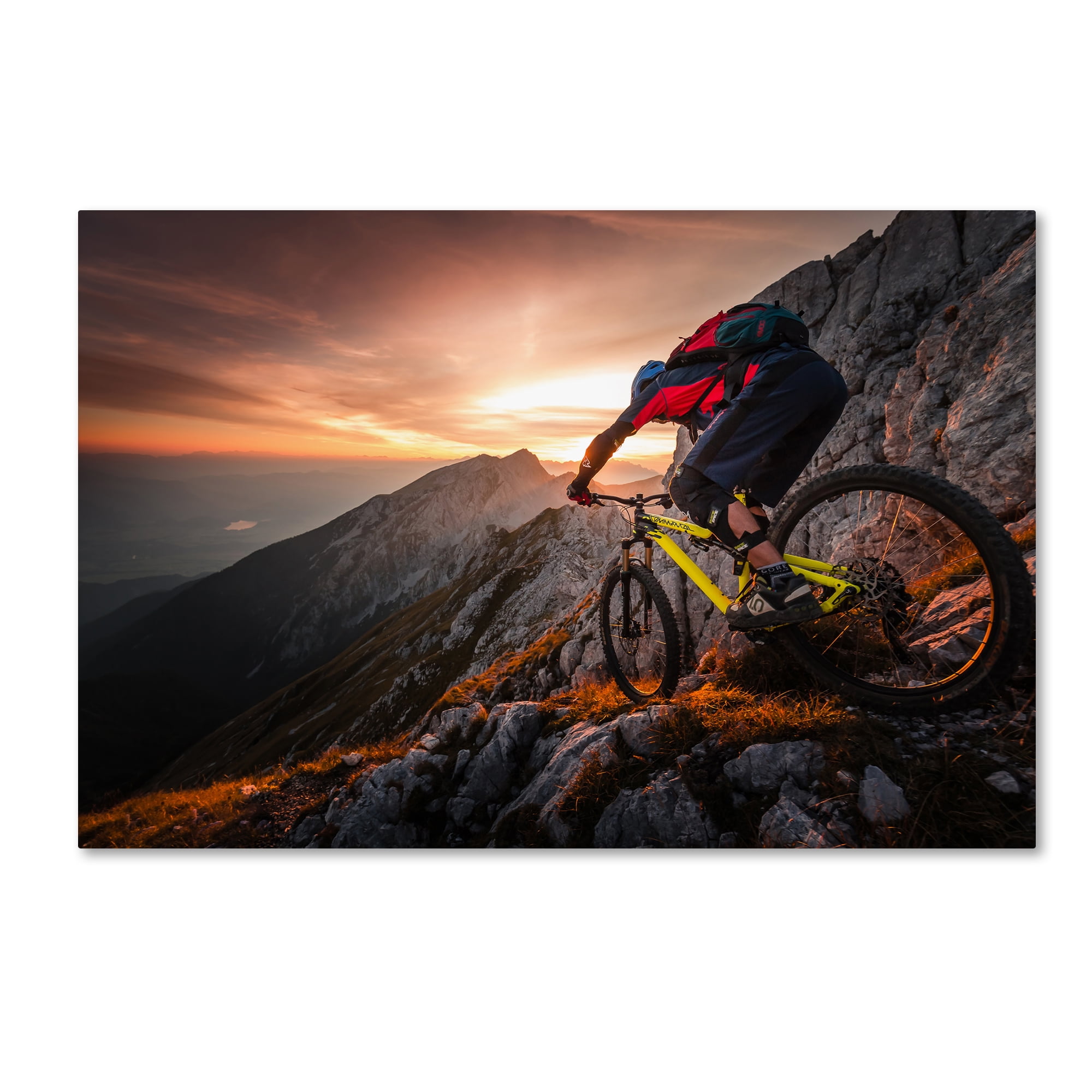 Golden Hour High Alpine Ride Sports Canvas Art 16 x 24
