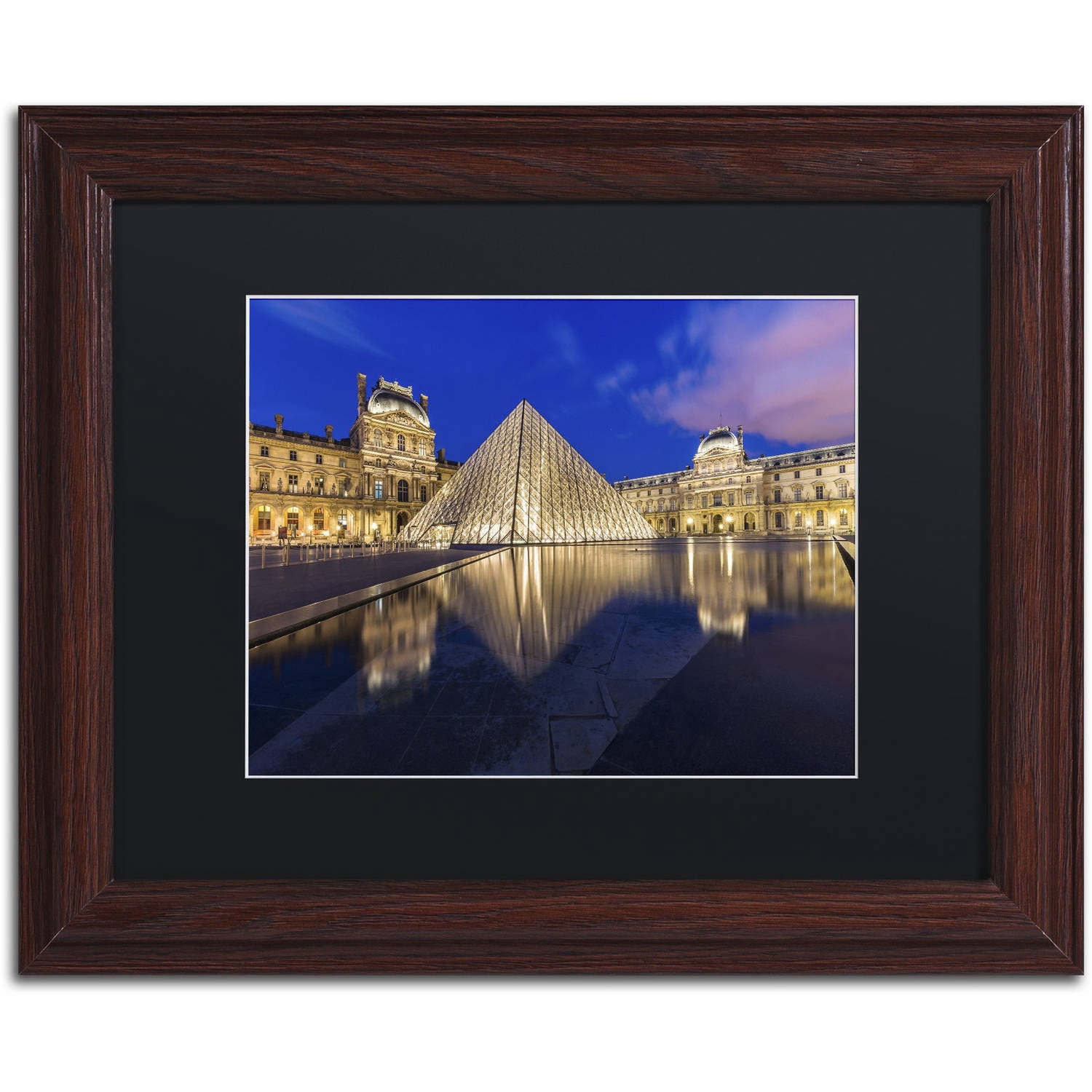 Trademark Fine Art "Golden Hour in the Louvre" Canvas Art by Mathieu Rivrin, Black Matte, Wood Frame