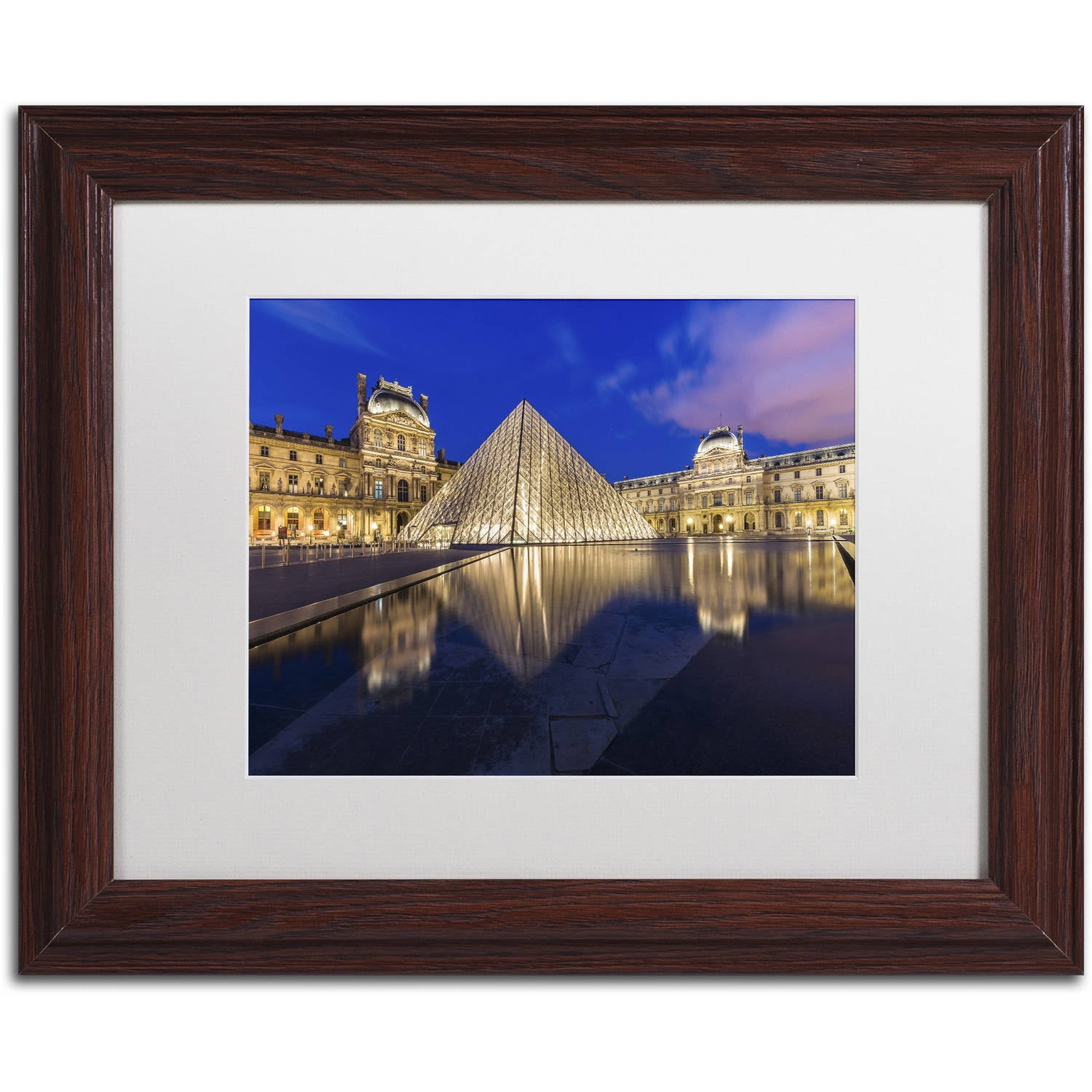 Trademark Fine Art "Golden Hour in the Louvre" Canvas Art by Mathieu Rivrin, White Matte, Wood Frame