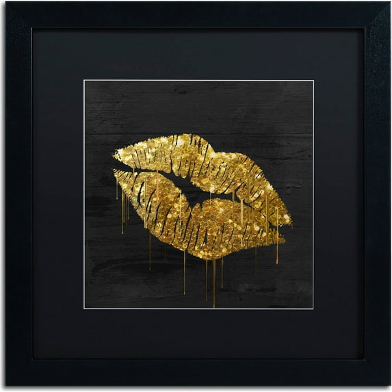 Trademark Fine Art "Golden Lips" Canvas Art by Color Bakery, Black Matte, Black Frame