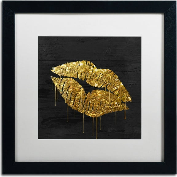 Trademark Fine Art "Golden Lips" Canvas Art by Color Bakery, White Matte, Black Frame