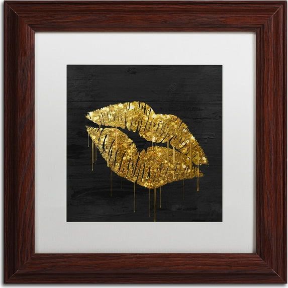 Trademark Fine Art "Golden Lips" Canvas Art by Color Bakery, White Matte, Wood Frame