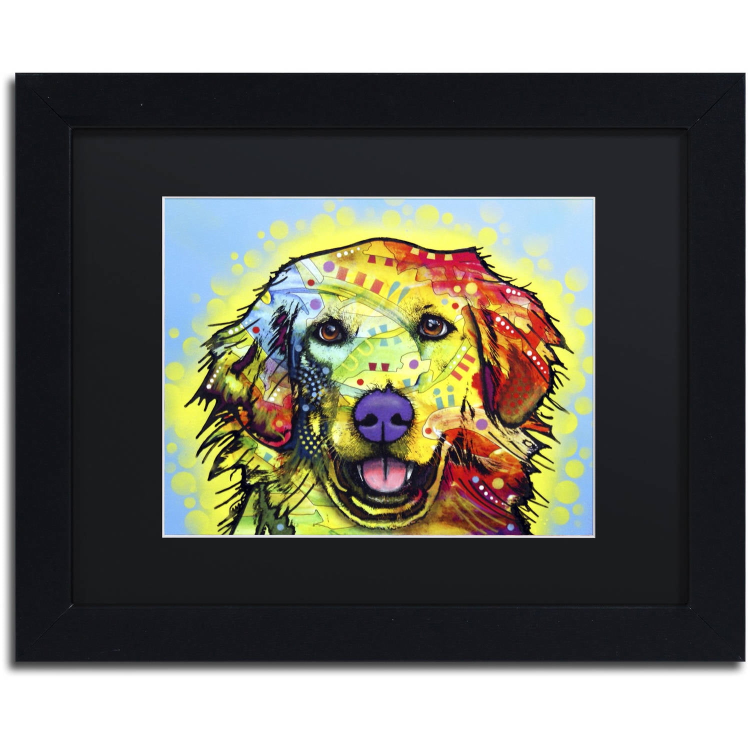 Trademark Fine Art "Golden Retriever" Canvas Art by Dean Russo, Black Matte, Black Frame