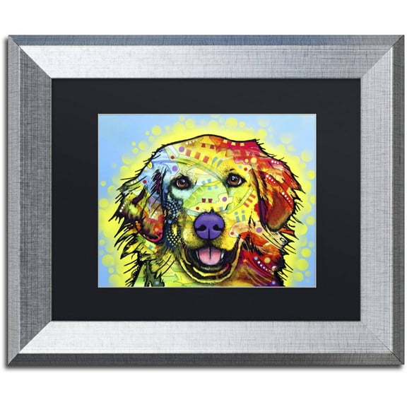 Trademark Fine Art "Golden Retriever" Canvas Art by Dean Russo, Black Matte, Silver Frame