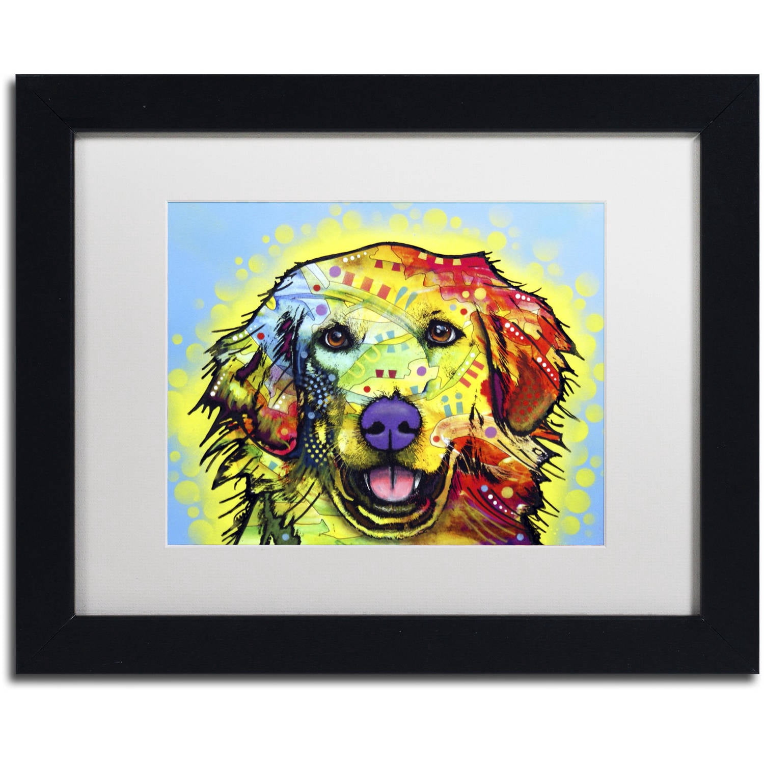 Trademark Fine Art "Golden Retriever" Canvas Art by Dean Russo, White Matte, Black Frame