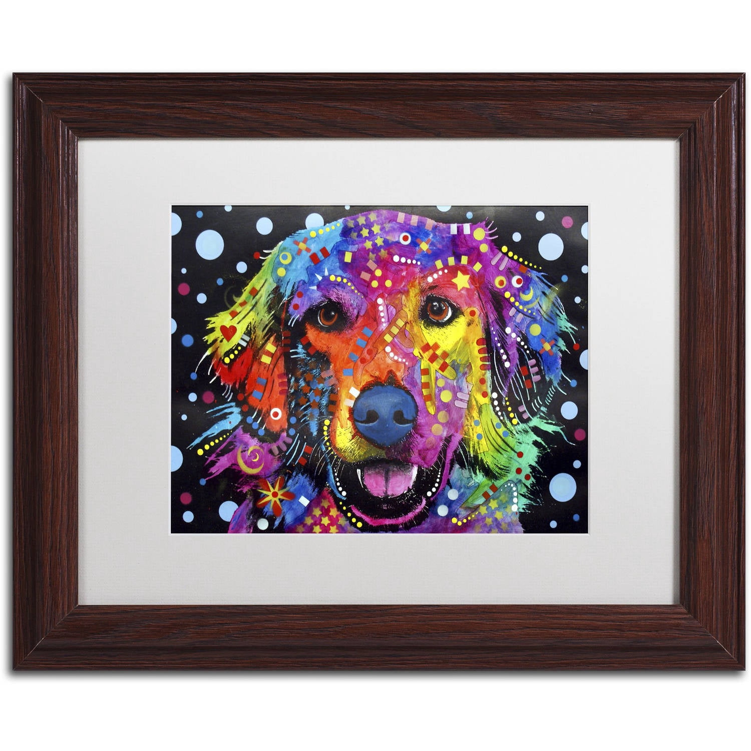 Trademark Fine Art "Golden Retriever II" Canvas Art by Dean Russo, White Matte, Wood Frame