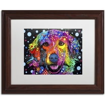 Trademark Fine Art "Golden Retriever II" Canvas Art by Dean Russo, White Matte, Wood Frame