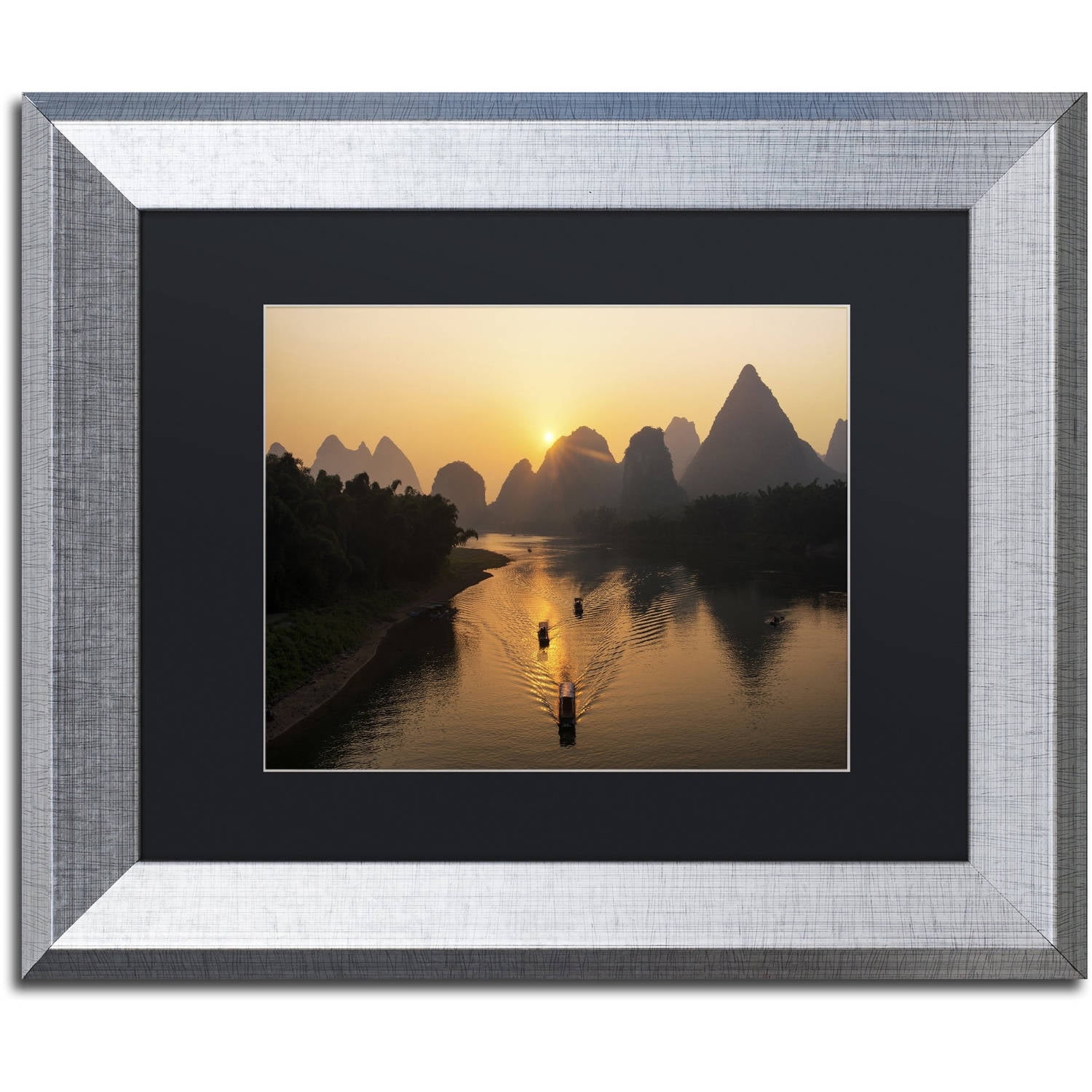 Trademark Fine Art "Golden River" Canvas Art by Philippe Hugonnard, Black Matte, Silver Frame