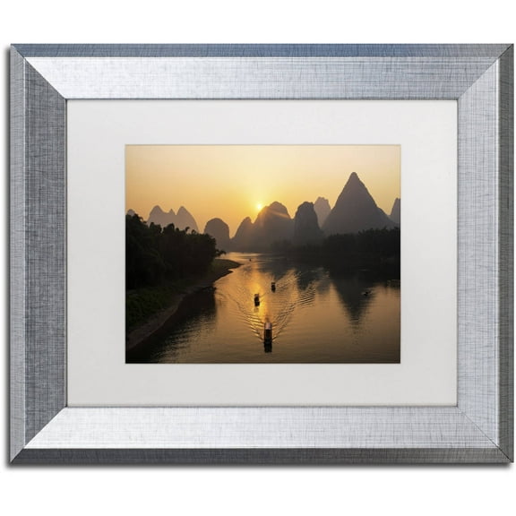 Trademark Fine Art "Golden River" Canvas Art by Philippe Hugonnard, White Matte, Silver Frame