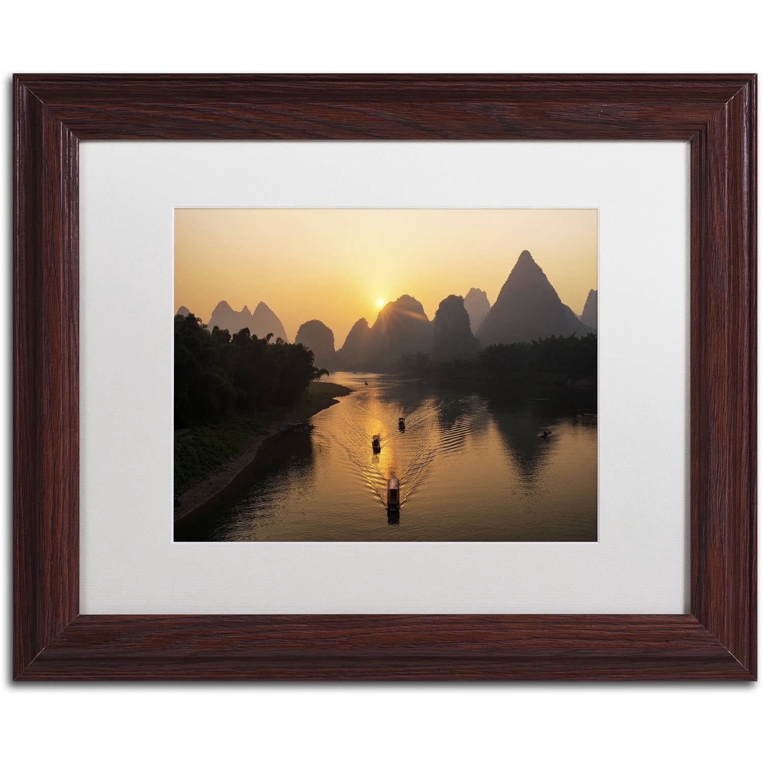 Trademark Fine Art "Golden River" Canvas Art by Philippe Hugonnard, White Matte, Wood Frame