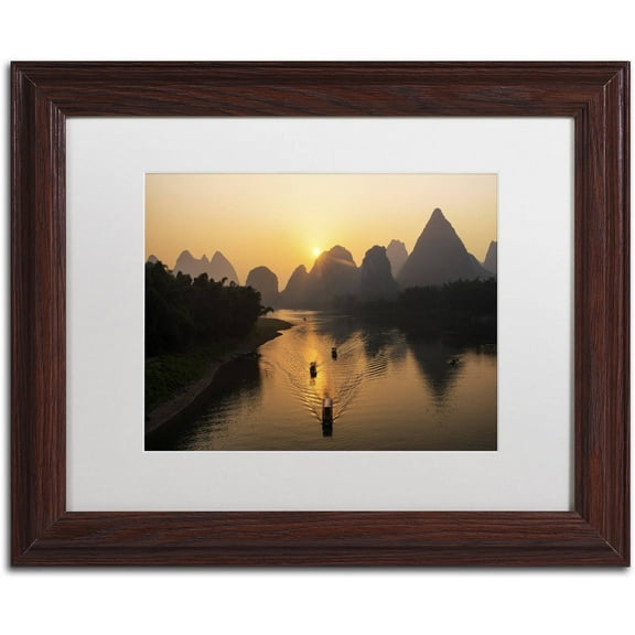Trademark Fine Art "Golden River" Canvas Art by Philippe Hugonnard, White Matte, Wood Frame
