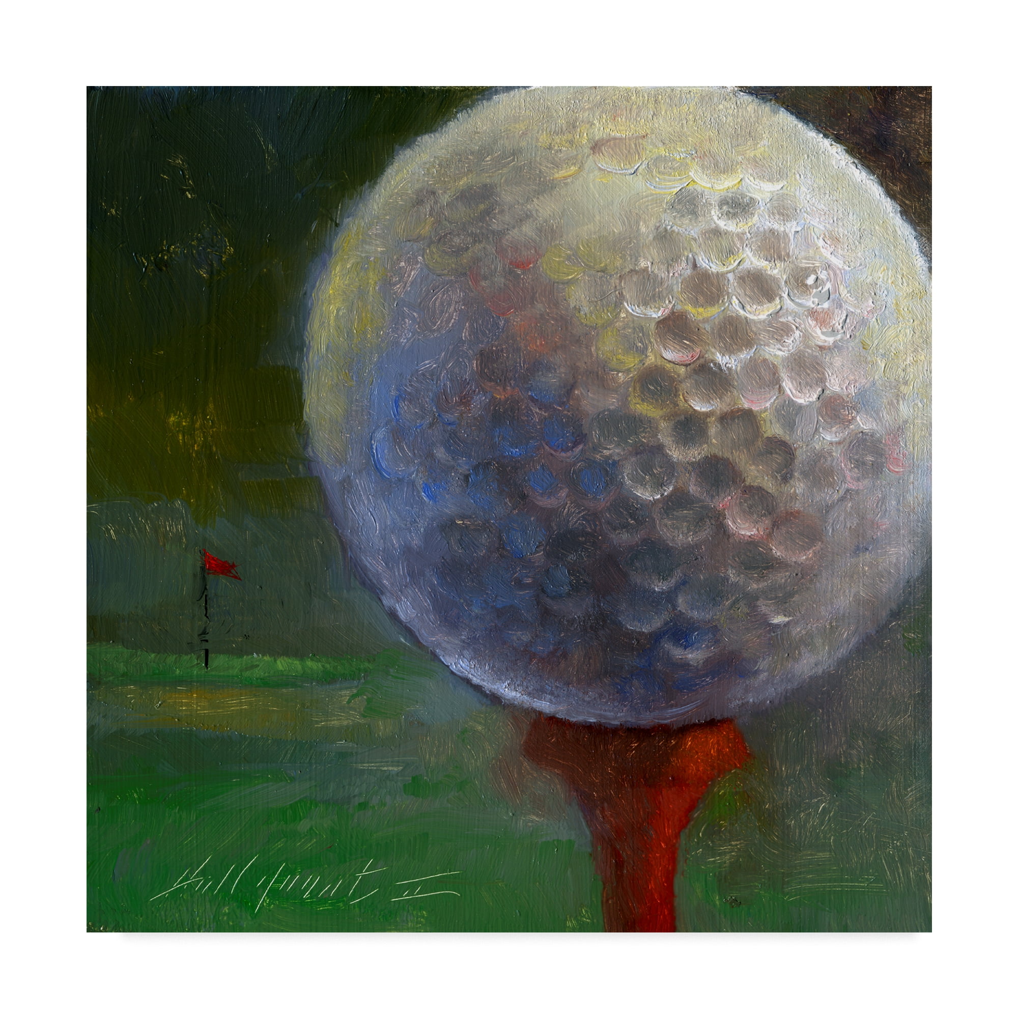 Golf Ball Centered 35" Square Canvas Art