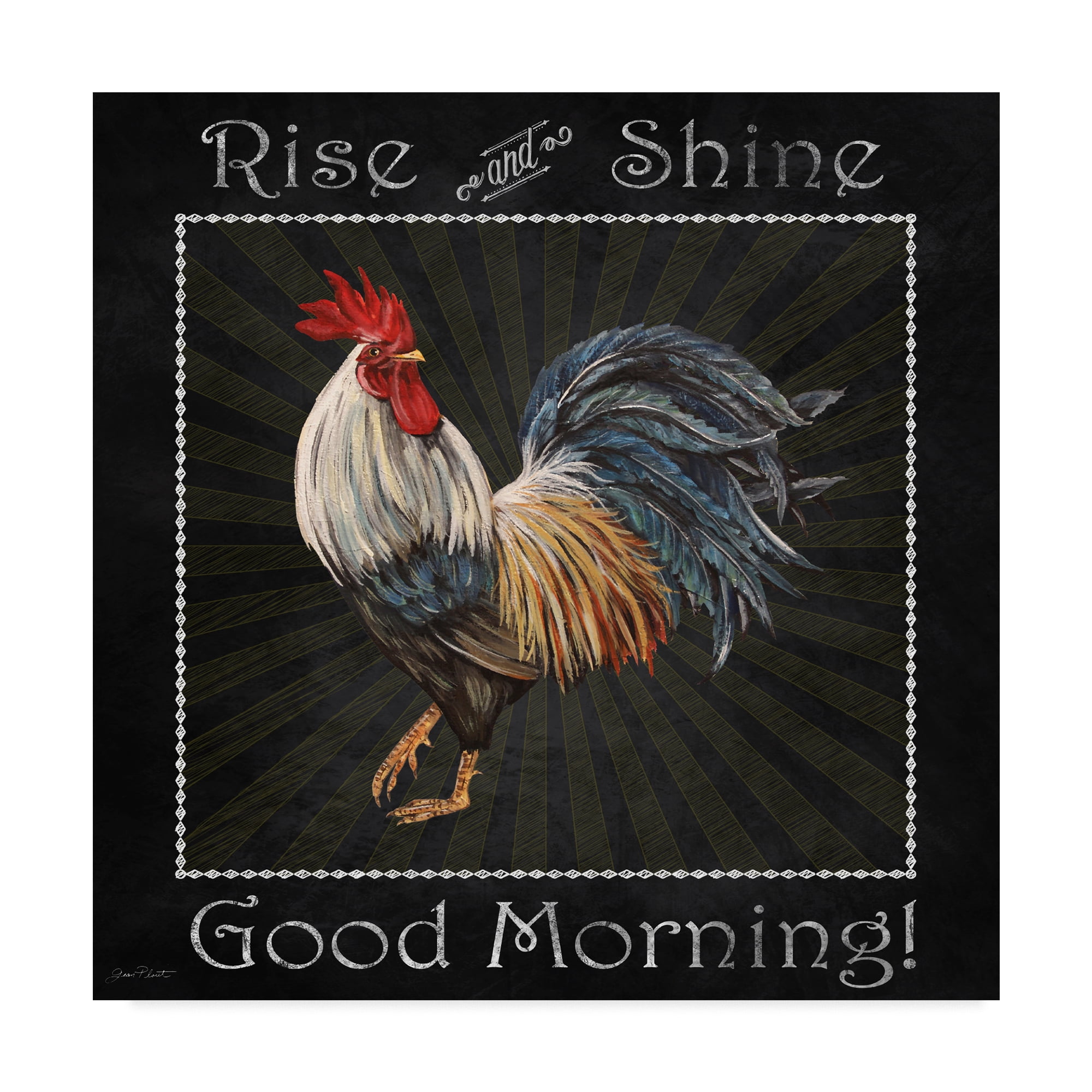 Rustic Black Framed Rooster Canvas Art, 14" x 14"