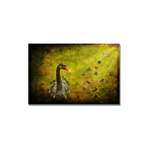 Trademark Fine Art "Goose and Butterflies" Canvas Wall Art by Lois Bryan