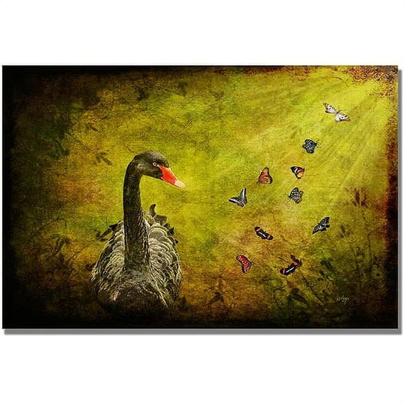 Trademark Fine Art "Goose and Butterflies" Canvas Wall Art by Lois Bryan