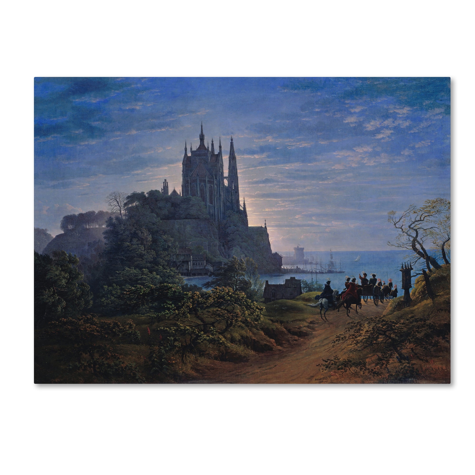 Trademark Fine Art 'Gothic Church On A Rock By The Sea' Canvas Art by Karl Schinkel