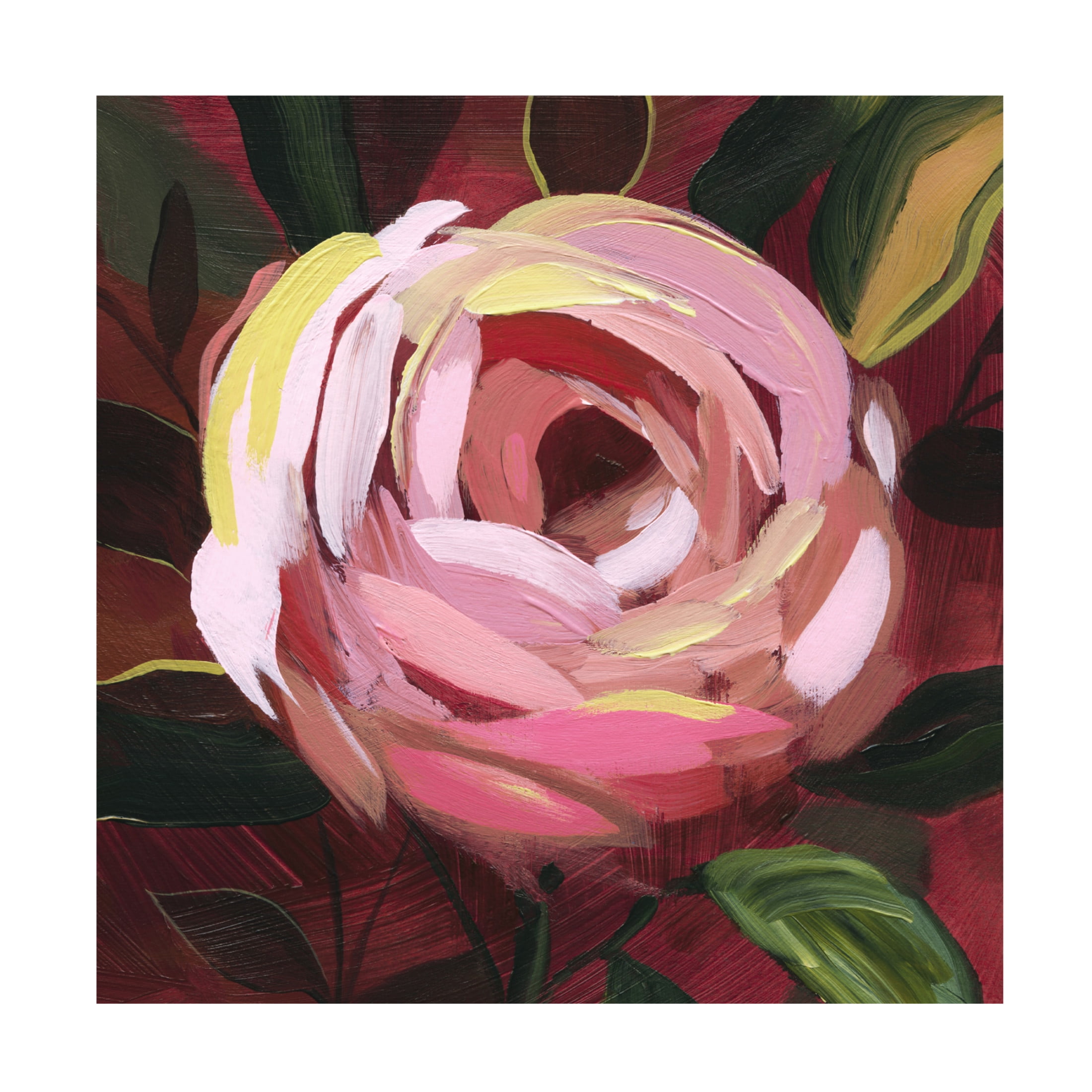 Grace Popp Pink Rose Canvas Art with Wooden Frame, 35x35