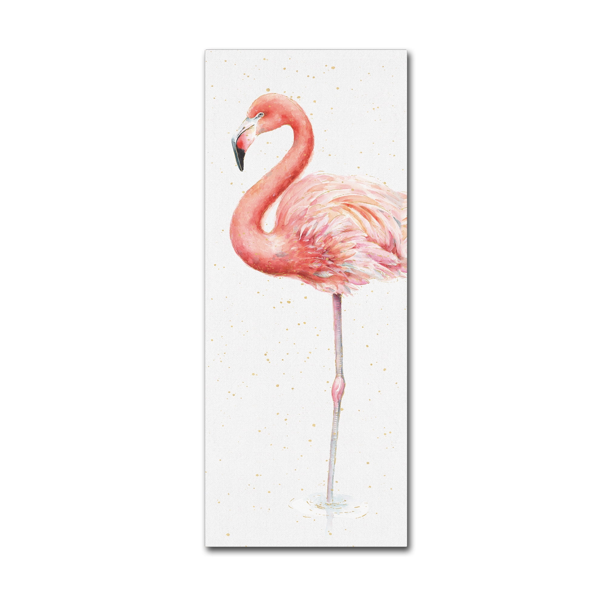 Gracefully Pink Flamingo Canvas Art with Gold Accents
