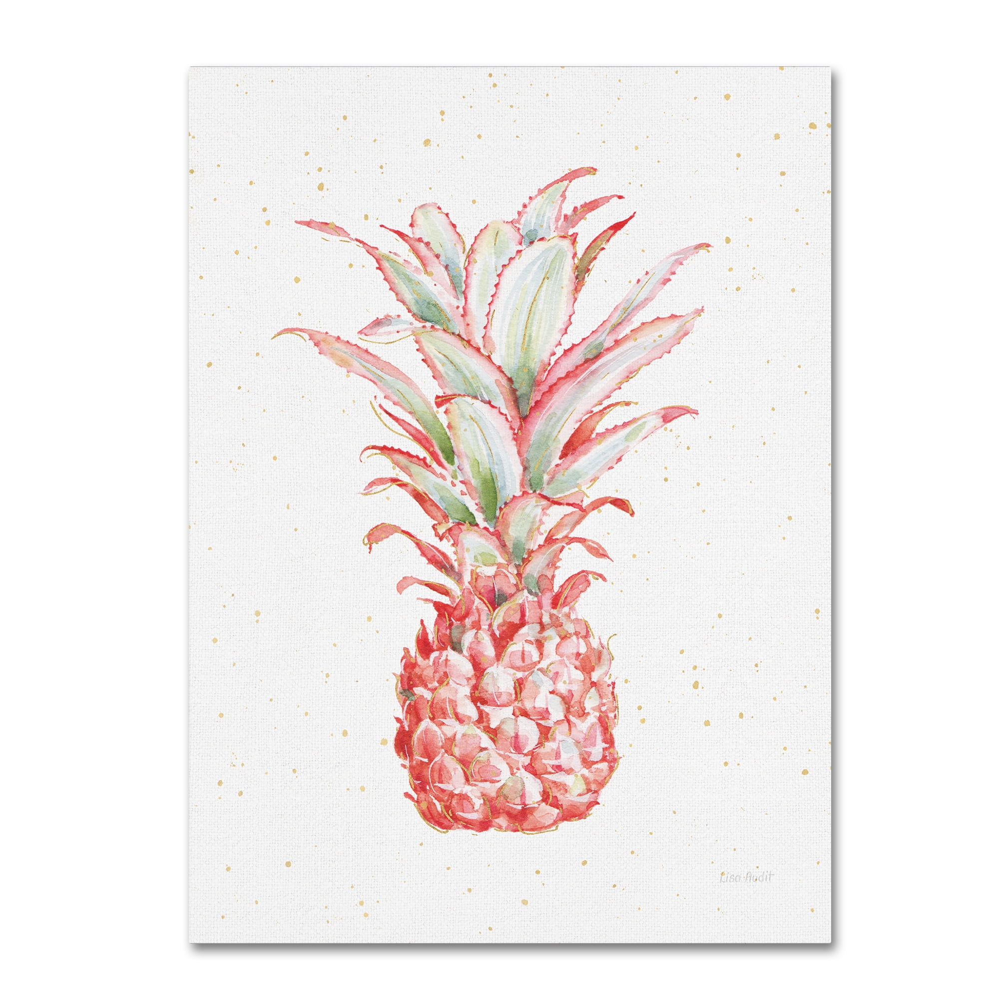 Gracefully Pink Pineapple Canvas Art with Gold Accents
