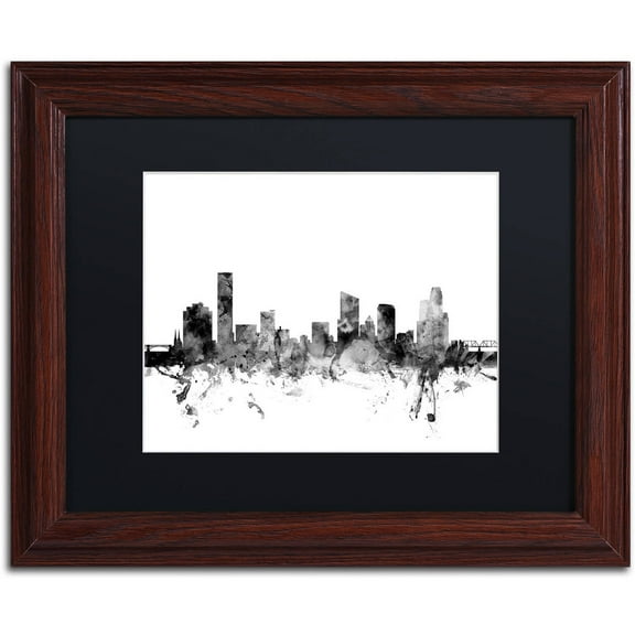Trademark Fine Art "Grand Rapids MI Skyline B&W" Canvas Art by Michael Tompsett, Black Matte, Wood Frame