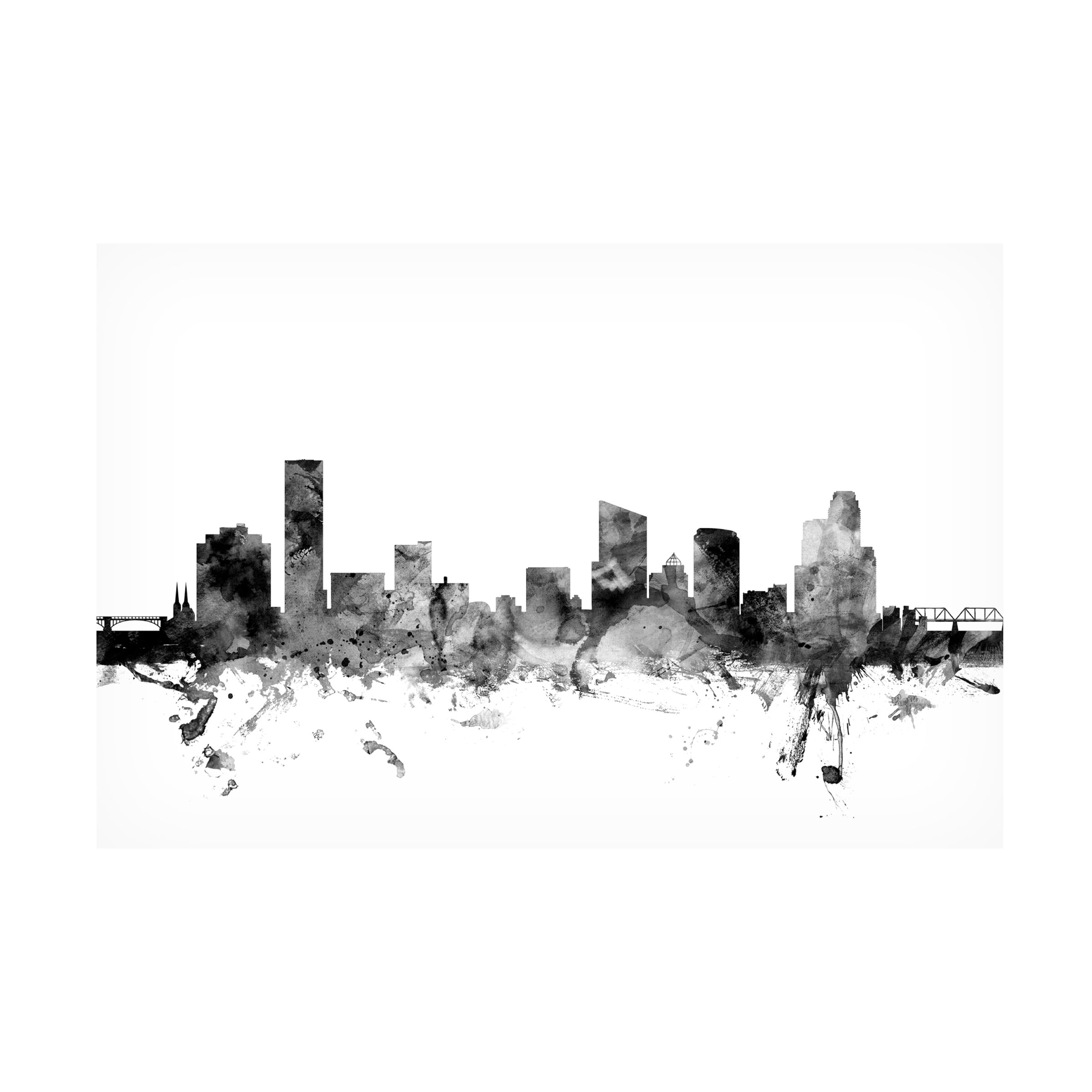 Trademark Fine Art Michael Tompsett Grand Rapids MI Skyline B&W Canvas Wall Art - 30x47