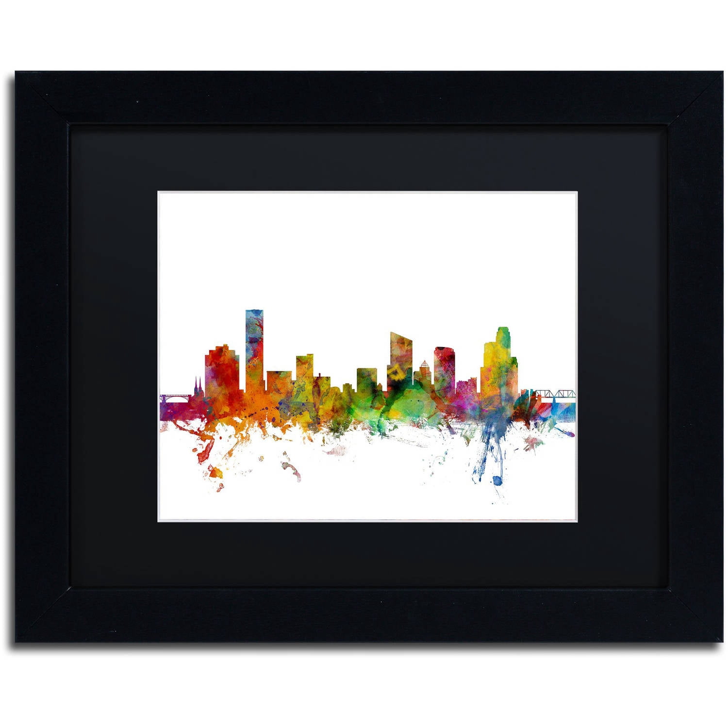 Trademark Fine Art 'Grand Rapids Michigan Skyline' Canvas Art by Michael Tompsett, Black Matte, Black Frame