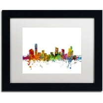 Trademark Fine Art 'Grand Rapids Michigan Skyline' Canvas Art by Michael Tompsett, White Matte, Black Frame