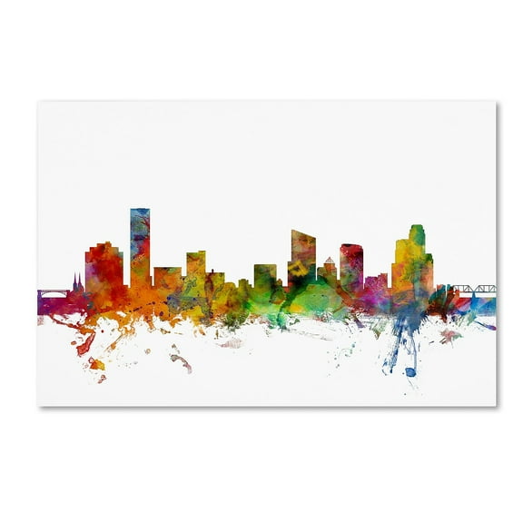 Trademark Fine Art Michael Tompsett Grand Rapids Michigan Skyline Canvas Wall Art - 12x19
