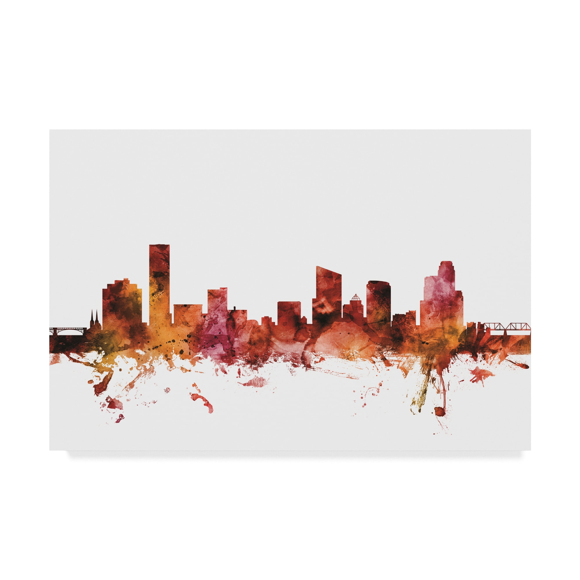 Trademark Fine Art 'Grand Rapids Michigan Skyline Red' Canvas Art by Michael Tompsett