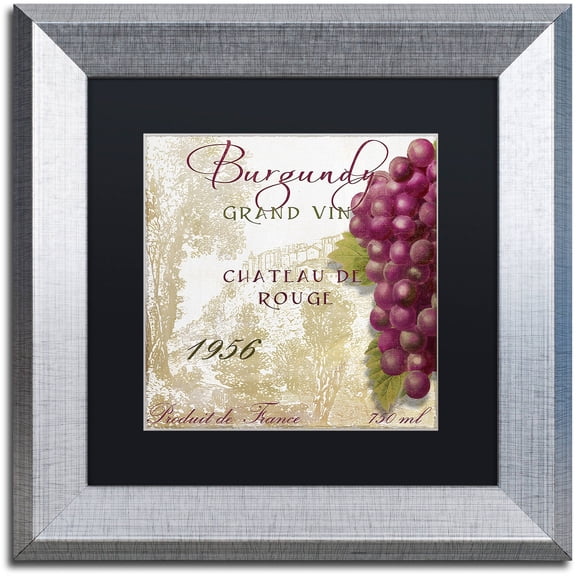 Trademark Fine Art "Grand Vin Burgundy" Canvas Art by Color Bakery Black Matte, Silver Frame