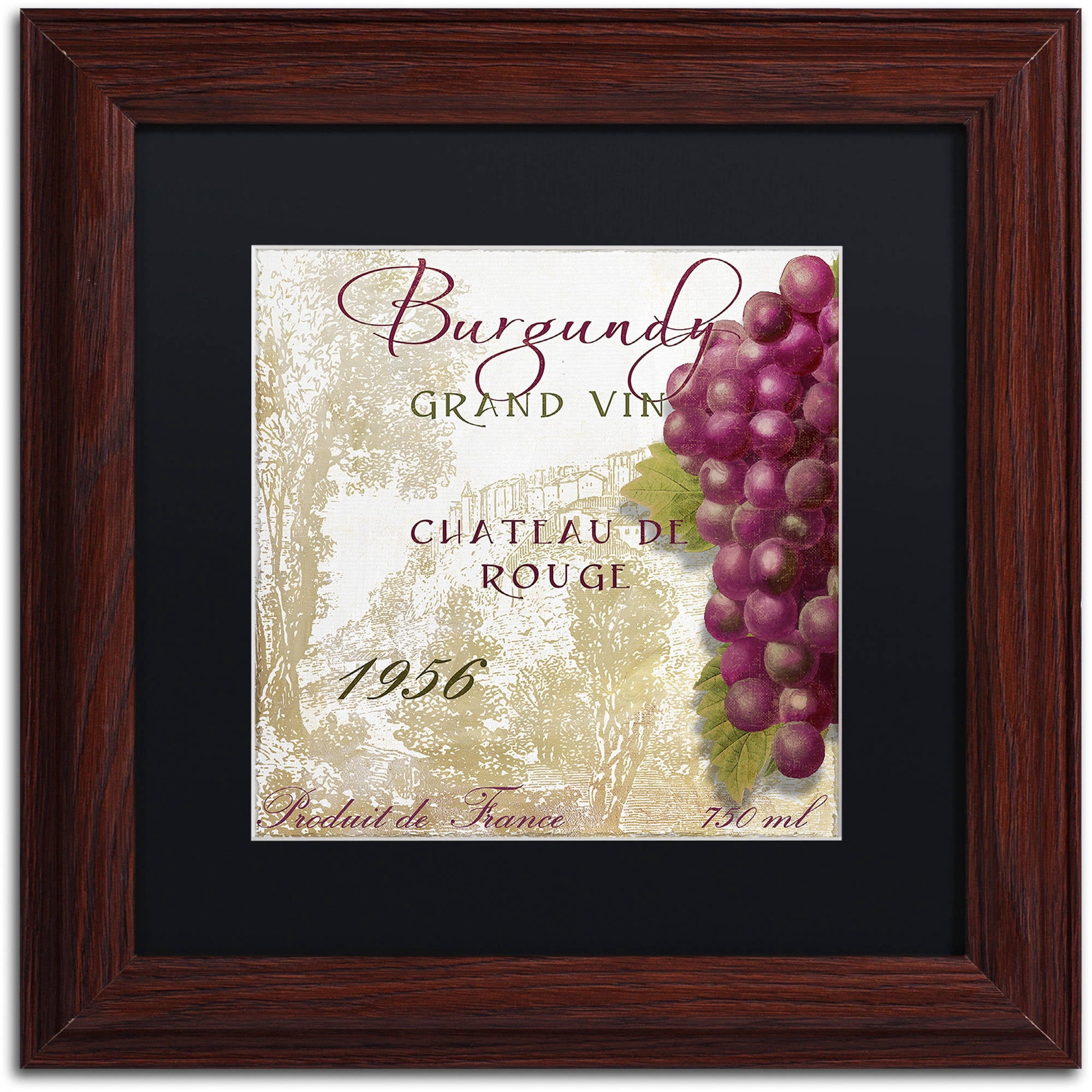 Trademark Fine Art "Grand Vin Burgundy" Canvas Art by Color Bakery Black Matte, Wood Frame