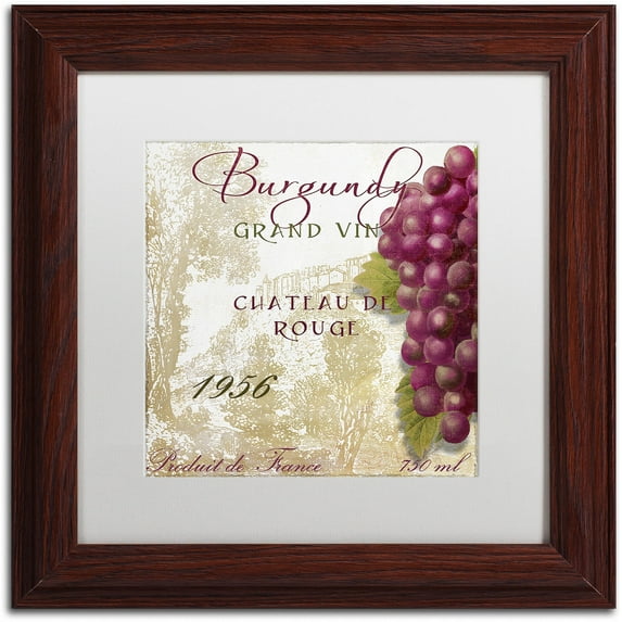 Trademark Fine Art "Grand Vin Burgundy" Canvas Art by Color Bakery White Matte, Wood Frame