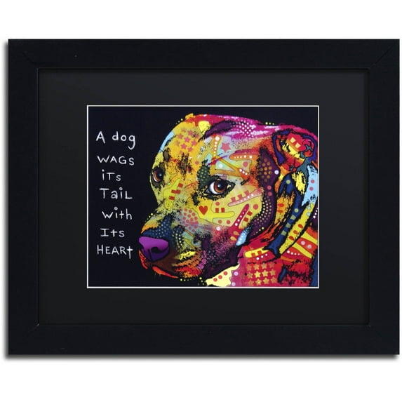 Trademark Fine Art "Gratitude Pitbull" Canvas Art by Dean Russo, Black Matte, Black Frame