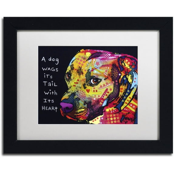 Trademark Fine Art "Gratitude Pitbull" Canvas Art by Dean Russo, White Matte, Black Frame
