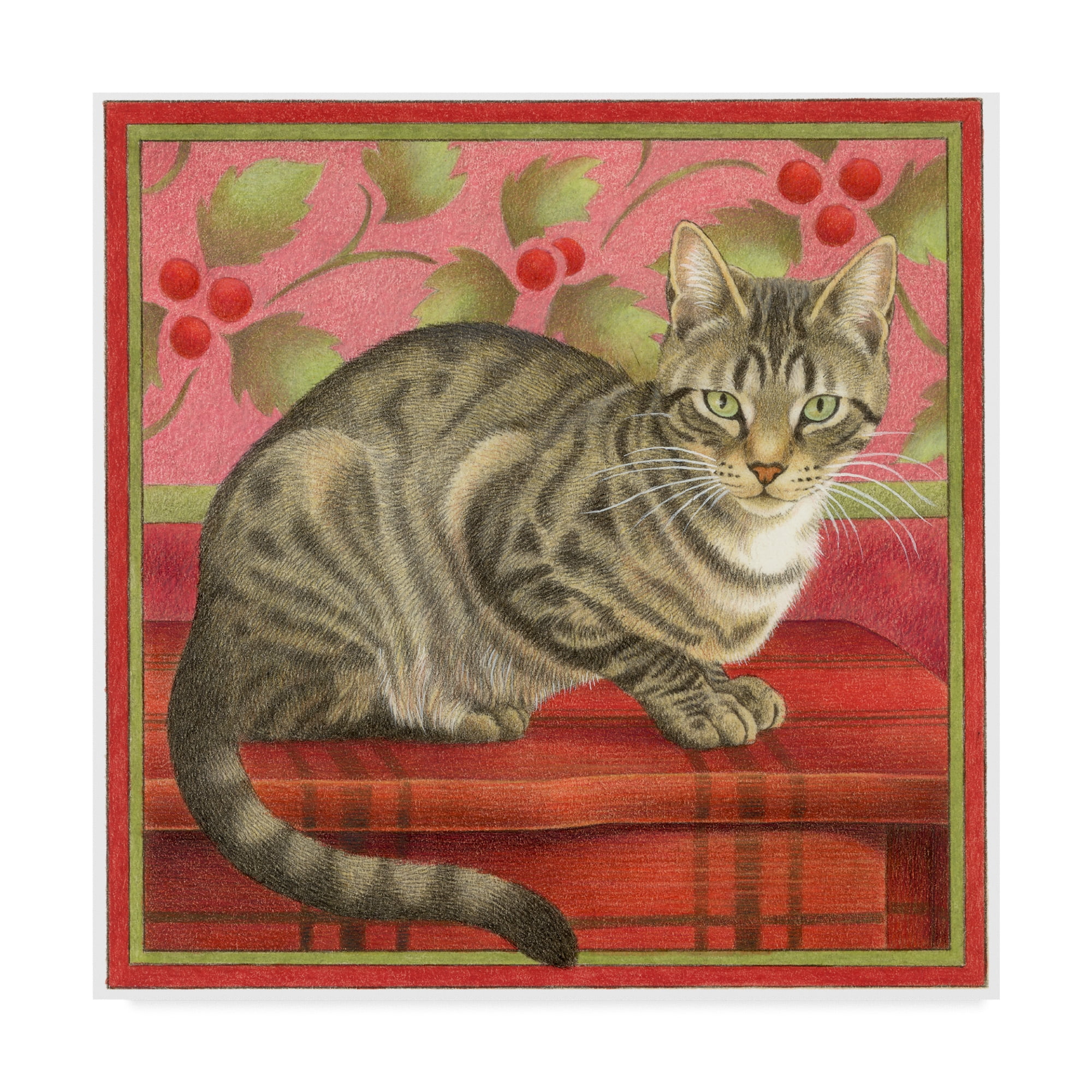 Trademark Fine Art 'Gray Cat On Red' Canvas Art by Francien Van Westering