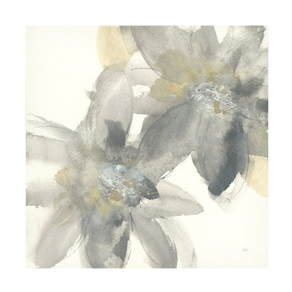 Trademark Fine Art Chris Paschke Gray and Silver Flowers II Canvas Wall Art - 14x14