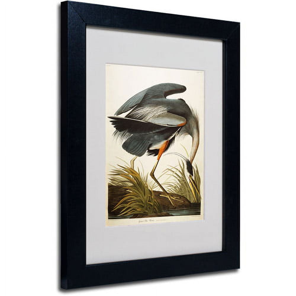 Great Blue Heron Graphic Art on Canvas with Black Frame