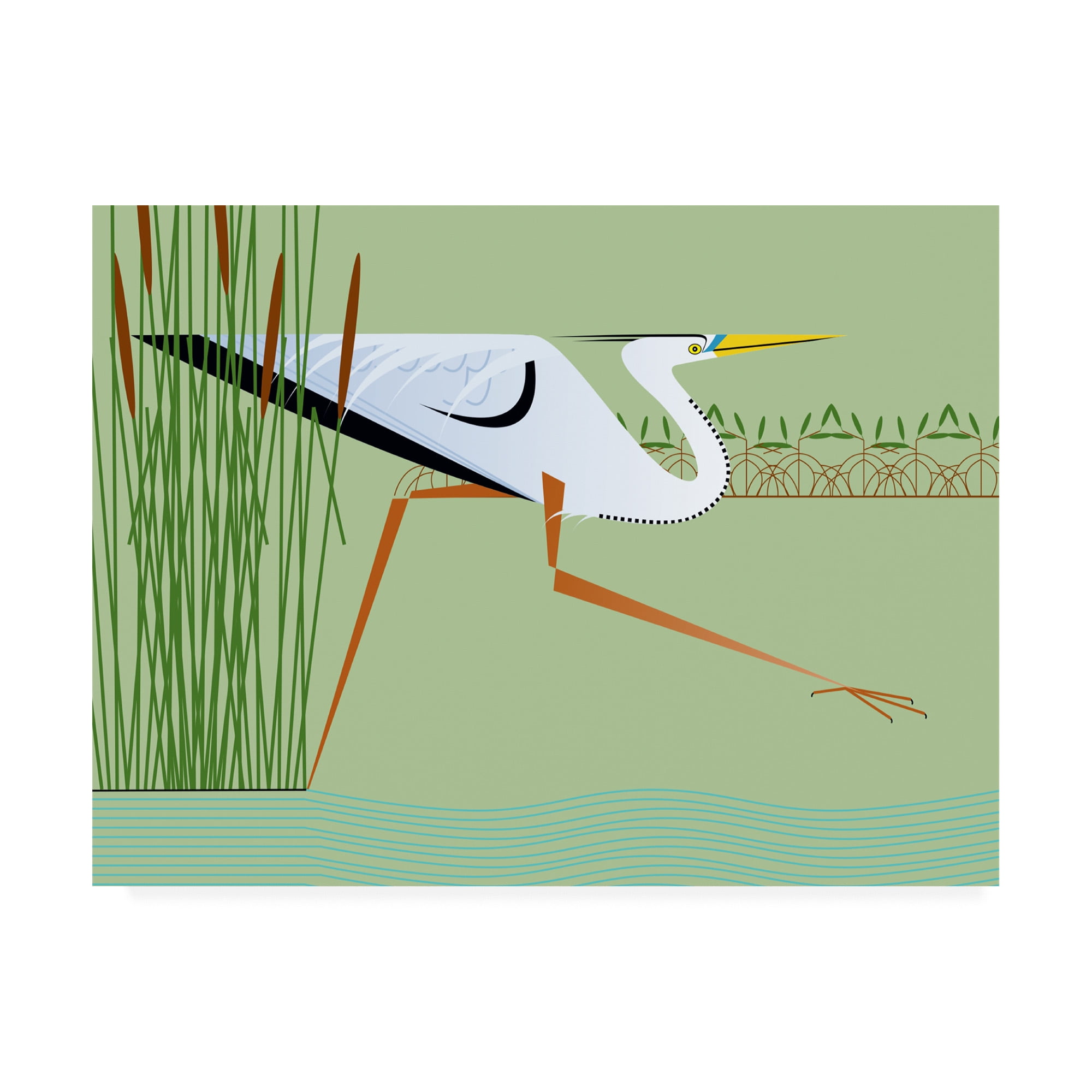 Trademark Fine Art 'Great Blue Heron On Green' Canvas Art by Marie Sansone