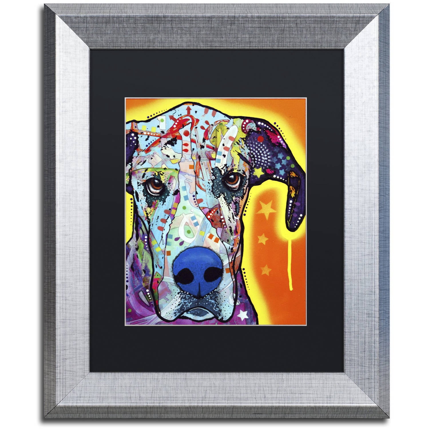 Trademark Fine Art "Great Dane" Canvas Art by Dean Russo, Black Matte, Silver Frame
