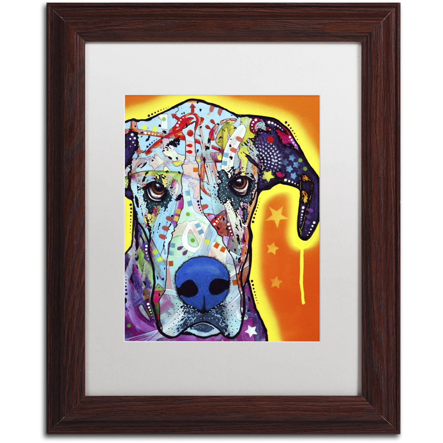 Trademark Fine Art "Great Dane" Canvas Art by Dean Russo, White Matte, Wood Frame