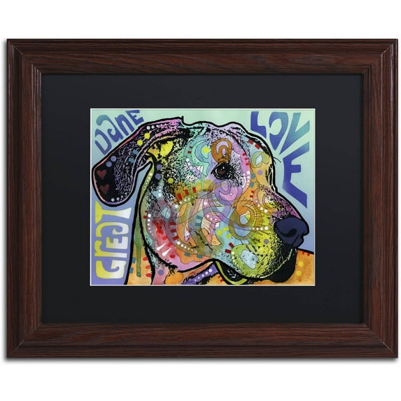 Trademark Fine Art 'Great Dane Luv' Canvas Art by Dean Russo, Black Matte, Wood Frame