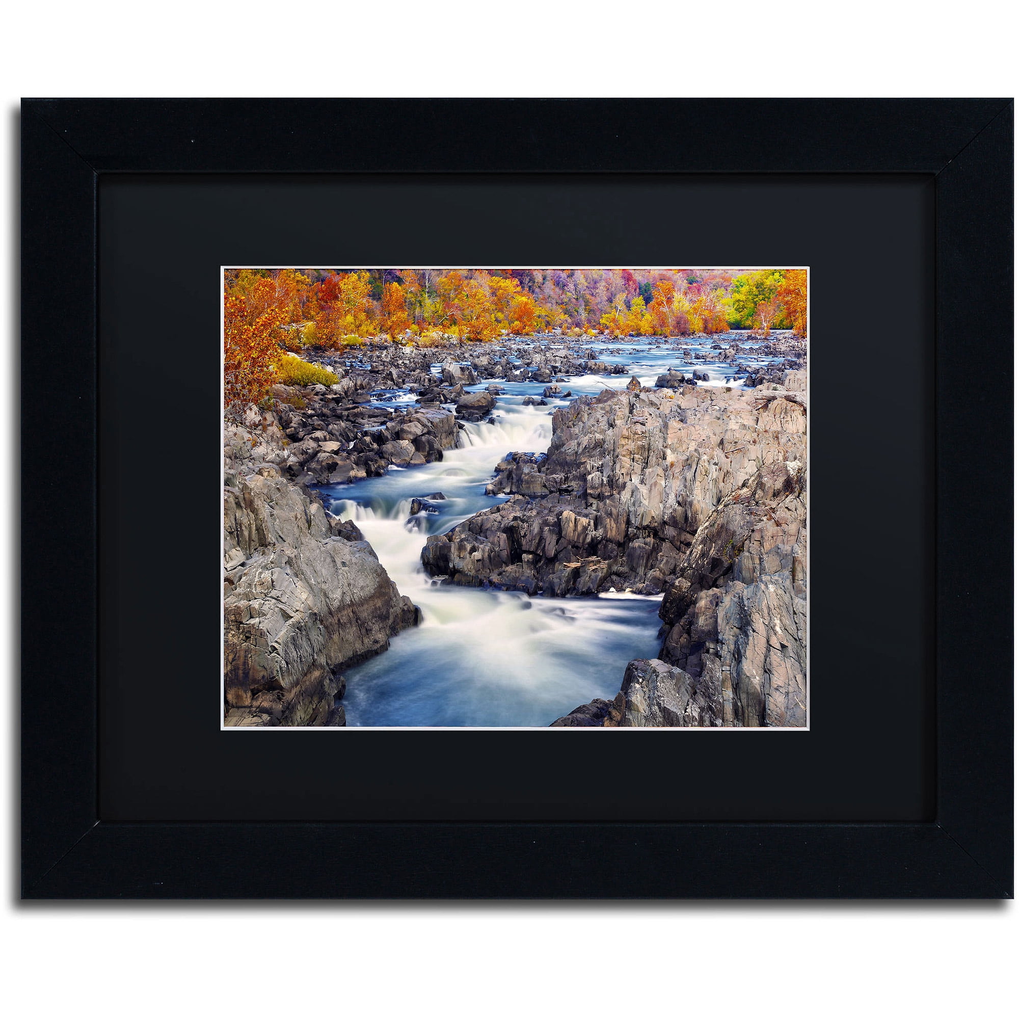 Trademark Fine Art "Great Falls" Canvas Art by CATeyes, Black Matte, Black Frame