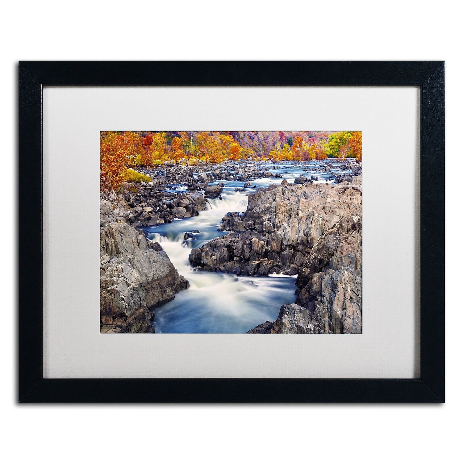 Trademark Fine Art "Great Falls" Canvas Art by CATeyes, White Matte, Black Frame