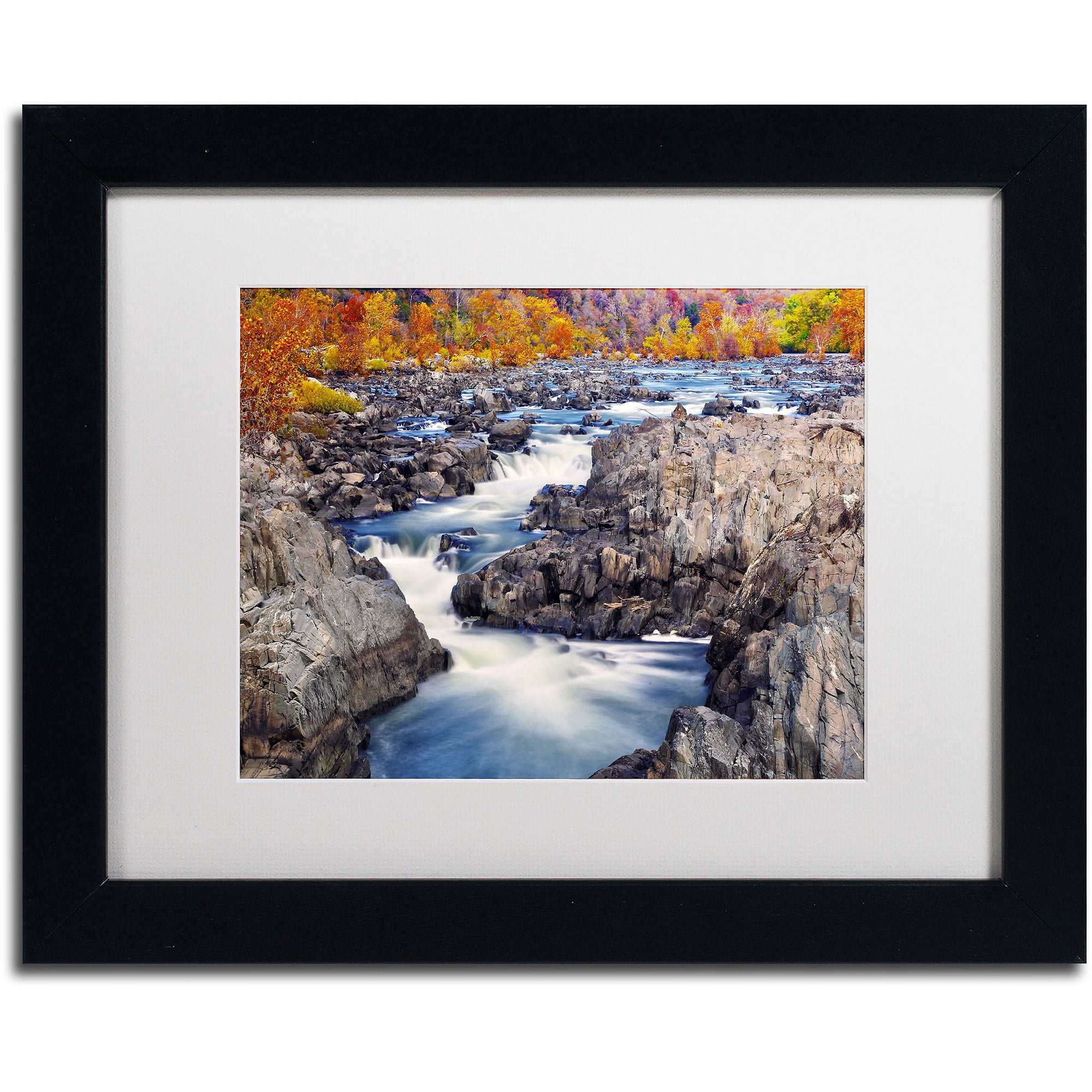 Trademark Fine Art "Great Falls" Canvas Art by CATeyes, White Matte, Black Frame