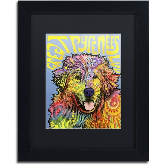 Trademark Fine Art 'Great Pyrenees' Canvas Art by Dean Russo, Black Matte, Black Frame